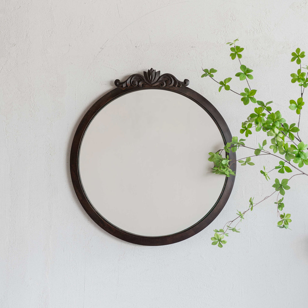 Narcissus Solid Wood Wall Mirror - Walnut