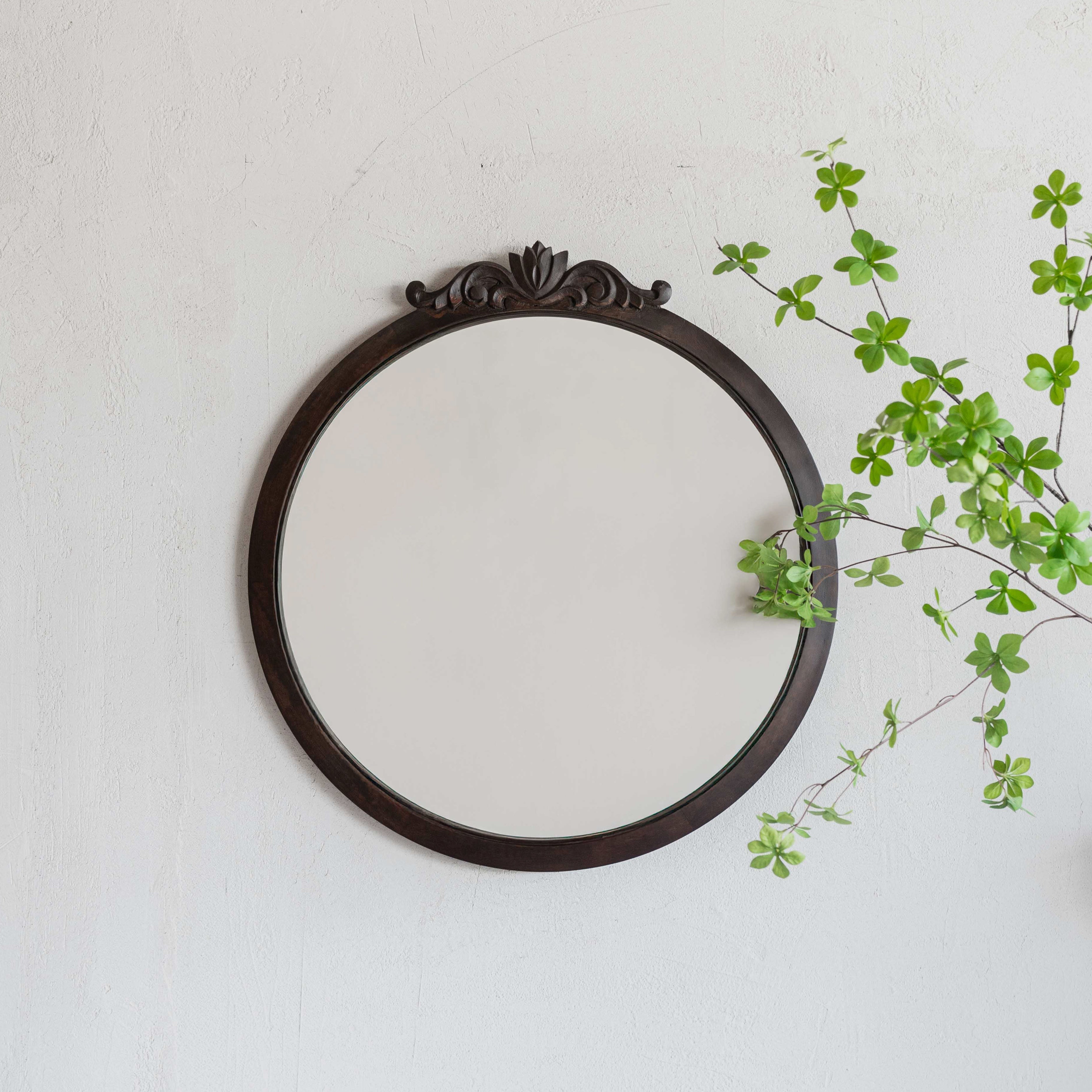 Narcissus Solid Wood Wall Mirror - Walnut