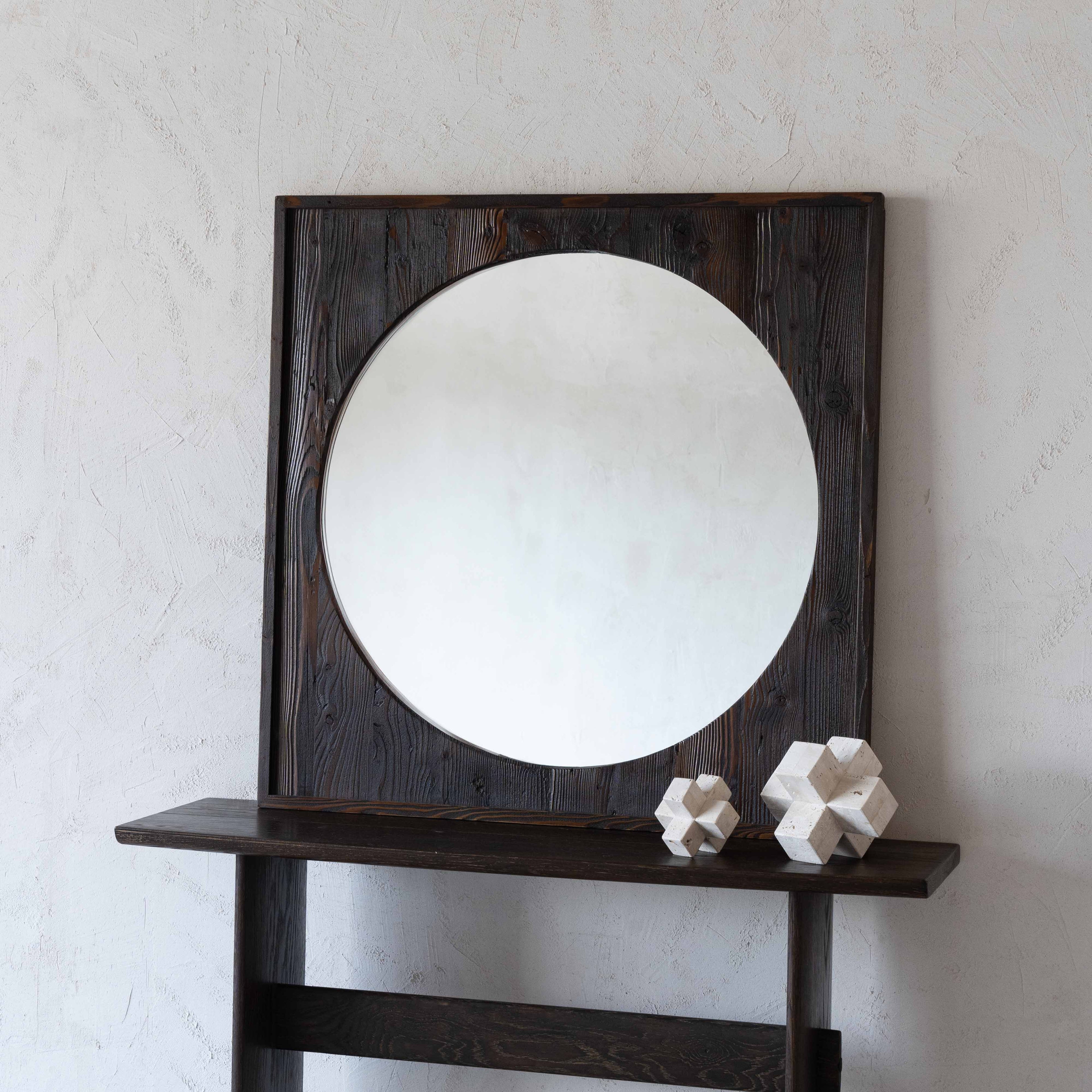 Submarine Brown Solid Wood Mirror